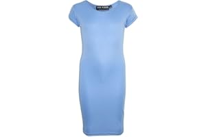 A2Z 4 Kids Girls Dresses Plain Short Sleeves Cap Slim Fit Stretch Bodycon Midi Maxi Comfortable Summer Party Fashion Dress Top Age 5-13 Years