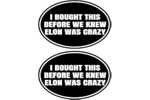 VESVORY Confezione da 2 adesivi anti elon – I Bought This Before We Knew Elon was Crazy!Funny Tesla Club Car Sticker Elon Regret! Model X Y 3 S Vinyl Window Cling Decal (rotondo)