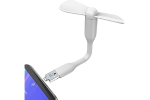 N NEWTOP Mini Ventilatore Micro USB e USB OTG Tascabile Regolabile Flessibile Ventola Raffreddamento Aria Portatile da Viaggio Fan per Cellulare Smartphone Computer Notebook Tablet (Bianco)