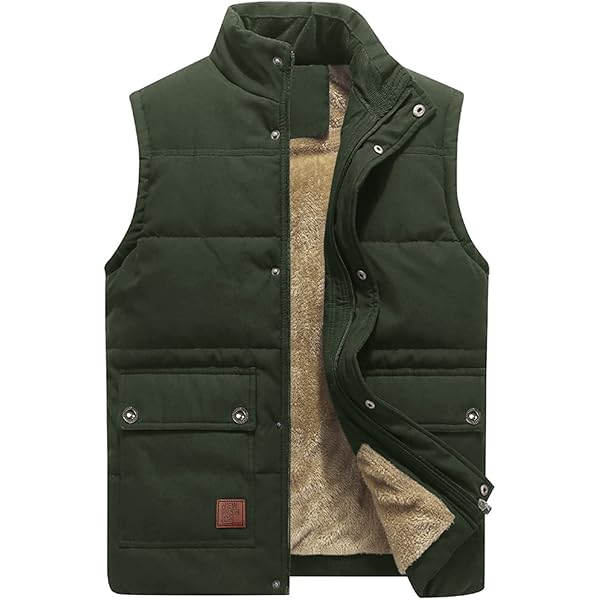 Oralidera Heren buitenjas, fleece gevoerd, mouwloos, jas met veel zakken, bodywarmer, wintervest, knoopsluiting, warm, dik, borstjas, Blauw, XL