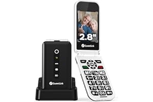 SweetLink 4G Telefono Cellulare per Anziani con Tasti Grandi, LTE Flip Telefoni Cellulari con Base di Ricarica, 2.8" Pantalla, Funzione SOS, Volume Alto, Nero