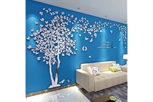 GUANGMU Albero Adesivo da Parete - Alberi e Uccelli 3D Adesivi Murali Arts Wall Sticker Decorativi per TV Par, Camera da Letto, Asili Nido, Ufficio, Bambini Stanze