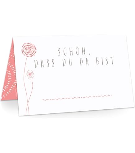 Tischkarten-Set 'Schön, Dass Du Da Bist' – 15 Stück Mit Kirschblüten-Motiv, Rosa, Für Hochzeit, Geburtstag & Familienfeste