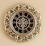 YYJaX Continental antike Wanduhr Wohnzimmer Schlafzimmer Stille rund um die Uhr und Gold