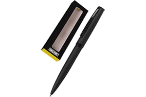 Online Eleganza Stylo à bille rotatif I Métal I Couleur : noir I Recharge de grande capacité interchangeable I Clip métallique I Couleur de l'encre noire I Stylo à bille avec emballage cadeau