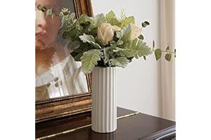 GENERIC Beihaoer - Jarrones blancos de cerámica estilo minimalista para decoración del hogar, jarrones para flores para decoración de granja, jarrón blanco para decoración bohemia, jarrón de las pampas