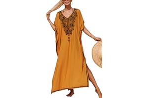 YouKD Haftowana sukienka kaftan boho plaża bikini okrycie szlafrok plus size odzież domowa dla kobiet