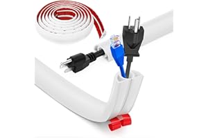 BOCGUY Protezioni per Cavi a Pavimento, 5M x2cm Autoadesivo Copricavi per Pavimento Passacavo a Pavimento Perfetti per Tutti i Cavi di Alimentazione a Casa, Ufficio, Scuola, Magazzino (Bianco -Arrotondato)
