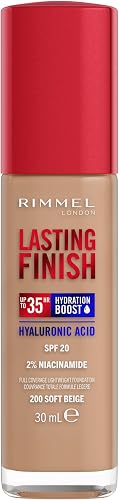 Rimmel London, Lasting Finish, Base de maquillaje, 200 - Soft Beige, 30ml