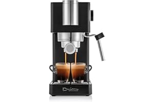 BARISTA KAFFEE & TECHNIK Barista Machine à espresso Slim avec porte-filtre, acier inoxydable, pompe 20 bars, Thermoblock à chauffage rapide, chauffe-tasses, compact, café expresso et cappuccino facile à préparer