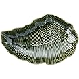 Mikasa Jardin Stoneware Leaf Serving Dish, Unique Green Serveware for Entertaining, 31.5cm - Dishwasher Safe