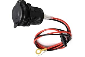 TMRBBESTY Presa accendisigari per auto, impermeabile, di grado marino, 12 V/24 V CC, adattatore per presa accendisigari, con cavo fusibile da 1 m, per barche, moto, auto