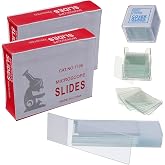 BOJACK 100 Pieces Pre-cleaned Microscope Slides with Frosted Edge and 200 Pieces Pre-cleaned Microscope Overobjects with 4 Pl