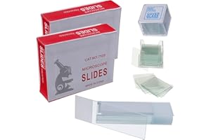 BOJACK 100 Piezas Portaobjetos de Microscopio Prelimpiados con Borde Esmerilado y 200 Piezas Cubreobjetos Prelimpiados de Microscopio con 4 Cuentagotas de Plástico