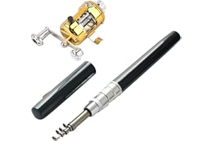 Lwuey Portable Canne à Pêche Pôle, Ensemble Moulinet Télescopique Ligne Leurres Combo Poche Pliable Fibre Carbone Rotatifs Voyage Eau Salée Douce Truite Débutants Amateurs Brochet Perche Sandre