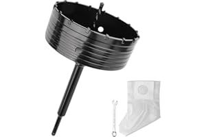 HSAWBIT Couronne de forage 150 mm (dents XXL) noir avec rallonge SDS Plus 220 mm et foret de centrage à 4 tranchants 8 x 110 mm, outil de scie cloche murale pour maçonnerie et béton