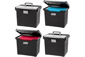 IRIS USA - Caja de archivos con tapa, organizador de archivos de cartas con tapa organizadora, caja de documentos resistente al agua, organizador de archivos móvil de plástico, hebilla segura, asa