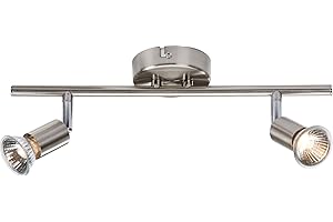 Knightsbridge 230V GU10 Twin Bar Spotlight-Brushed Chrome
