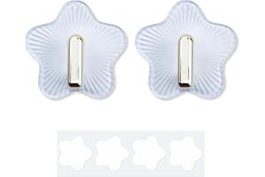 MultiValue Ganci a stella, ganci adesivi riutilizzabili 2 PCS con 4 adesivi Ganci forti per appendere Ganci adesivi trasparenti Ganci da parete per bagno cucina camera da letto ufficio