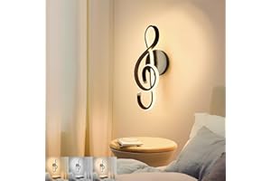 ZTWLEED Applique da Parete Interno LED,18W 1750LM Moderno Lampada da Parete,Lampada da Parete Nota Musicale,3 Temperatura Colori Lampada a Muro per Camera da Letto Soggiorno Corridoio Scale 110-220V