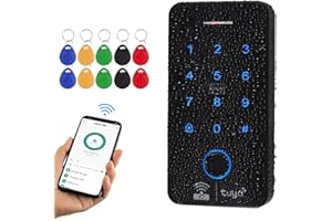 FUSYTULY Bluetooth WiFi Tuya RFID Zugangskontrolle Tastatur IP68 wasserdichte Fingerabdruck Zugangskontroller Touch Passwort System Dual Frequenz 125KHz / 13.56MHz + 10pcs Schlüsselanhänger