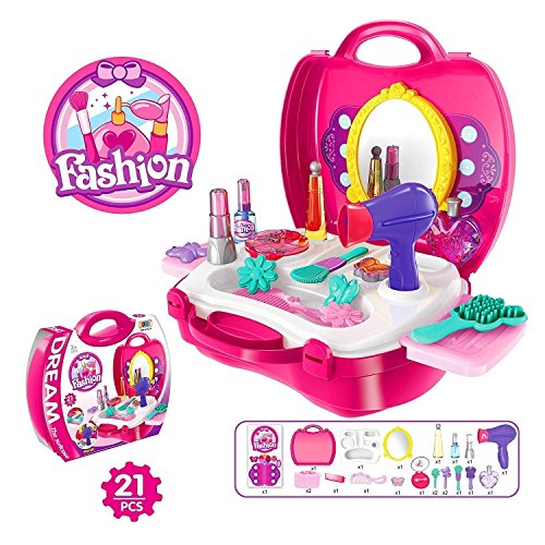 Kids Girls Pretend Play Make Cosmetic Bag Carry Case Durable