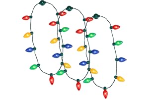Anzmtosn Light Up LED Necklace, Christmas Flashing Glow In the Dark Necklace with 9 Bulbs for Kids Adults Ugly Xmas Party Supplies Favors Accessories Decoration Stocking Stuufer 3 Pack