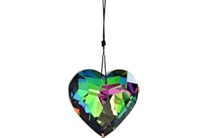 CCUUHJ Heart Crystal Sun Catcher, Glass Window Hanging Ornament,Crystal Prism Suncatcher Outdoor Indoor Home Garden Party Decoration，Friend Gifts for Women,Valentines Gifts for Her (Green)