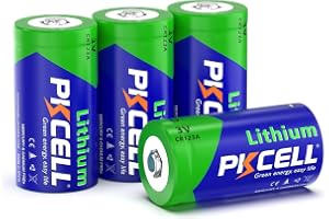 PKCELL CR123A 3V Litiumbatterier 1500 mAh för larmsystem, kameror, 4 styck