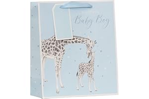 Partisan Products Blue Giraffe Baby Boy Gift Bag With Gift Tag Newborn Baby Shower Medium