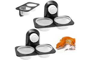 JLNGTHONG 2pcs Reptile Water and Food Bowl Crested Gecko Feeding Ledge Plastic Suction Cup Reptile Water Dish Reptile Feeder for Lizard Chameleon Turtle Tortoise Snake Scorpion Centipede Fits Tank