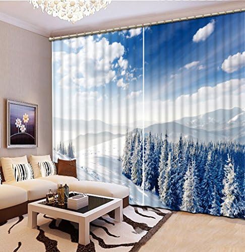 Chlwx Custom Curtains Drapes Snow Scenery Curtains For Living Room Bedroom Blackout Window Curtain Home Decoration 2 Pieces 260cmX240cm