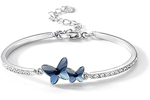 Valentine Gift By Shining Diva Blue Stylish Crystal Silver Plated Platinum Plated Cubic Zirconia Charm Bracelet for Women (vg