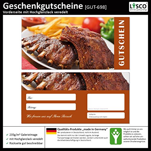 50 Stück Geschenkgutscheine (Rippchen-698) Gutscheine Gutscheinkarten für Bereiche wie Gastronomie Fleisch Grillen Restaurant - 2