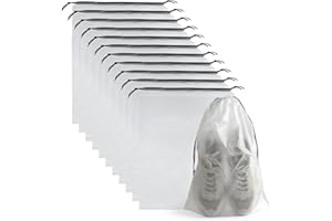 PLULON para Zapatos de Viaje, Transparentes con Cordón, Impermeables y Antipolvo, Organizador de Calzado para Hombres y Mujeres, Accesorios de Viaje Esenciales (12, Clear)