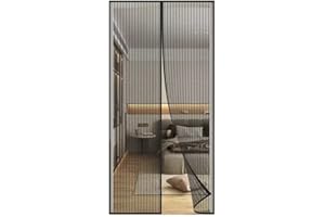 FIOVIP Porta magnetica per zanzariera, 90x180CM Tenda, chiusura automatica, facile installazione senza fori, zanzariere magnetiche per ingresso/balcone, ecc. (poliestere, nero)