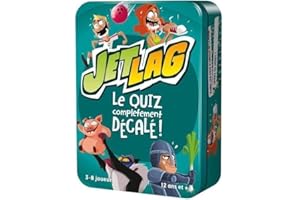 Asmodee - Jet LAG - Jeu d'Ambiance pour Adultes et Enfants dès 12 Ans - Quiz Décalé et Hilarant - Jeu de Société pour Soirées Entre Amis - 3 à 8 Joueurs - 20 Min - Version Française