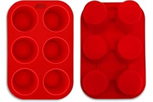 DILITY 2 Pack Deep and Large Muffin Tray, 6 Cup Silicone Cupcake Moulds, Silicone Muffin Tins, Cupcake Tray, Silicone Mould Bakeware, Silicone Muffin Cases, Yorkshire Pudding Tray, Silicone Cupcake Cases