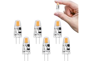 I-SHUNFA Ampoules LED G4 Blanc chaud 3000K AC/DC 12V 1.2W pour remplacer les ampoules halogènes 15w,Ampoule à économie d'énergie G4 Led à culot à broches,pour chambre à coucher,cuisine hotte(Lot de 6)