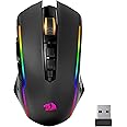 Redragon Gaming Mouse, Wireless Mouse Gaming with RGB Backlit,8000 DPI,PC Gaming Mice with Fire Button, Macro Editing Programmable Mouse Gamer,70Hrs for Windows/Mac, Rechargeable, Black, M910-KS