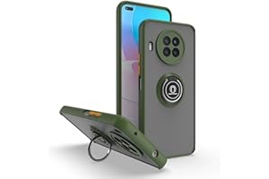ILING Funda para Xiaomi Mi 10T Lite 5G, Ultra Delgado Mate Translúcido Antigolpes Dura PC Carcasa, Suave Silicona TPU Bumper Estuche con Anillo de Soporte (Ejercito Verde)