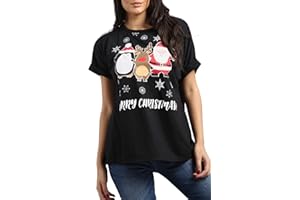 Fashion Star Women Santa Gifts Snowflakes Xmas Baggy T Shirt