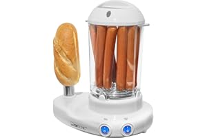 Clatronic 2in1 Hot Dog Maker & Egg Cooker | Set Hotdog Maker pour 1-14 saucisses | Egg Cooker pour jusqu'à 6 œufs | avec broche chauffante en acier inoxydable | avec gobelet gradué et pic à œufs