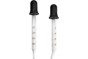 MEDca Gotero ocular - (Paquete de 2) Goteros de vidrio calibrados de punta recta y doblada para medicamentos o aceites esenciales, ideal para dosis precisas (capacidad de 1 ml)