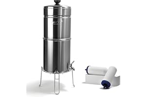 ProOne Big+ Gravity Water Filter System - High Capacity 3/8 Gallon Polished Stainless Steel, NSF Certified Water Filter Dispenser and 2 Filters