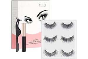 ILantule Ciglia Magnetiche con Eyeliner Kit,3 Paia Ciglia Finte 3D con Eyeliner Magnetico,Kit Ciglia Magnetiche Naturali con Pinzette