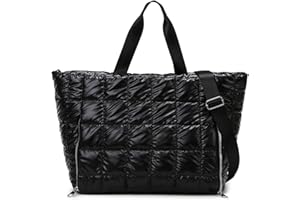 Balakaka Sac a Main Femme 35L avec Bandouliere, 3 en 1 Sac Matelassé Tote Bag avec une Poche Humide et Sèche, Grande Imperméable Sac Cabas Femme pour Voyages Fitness Yoga, Noir
