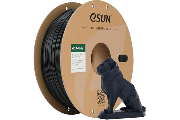 eSUN Amélioré PLA Mat Filament 1.75mm, Imprimante 3D Filament PLA Matte, Couleur Sans Brillance, Texture Givrée, 1KG Bobine (2.2 LBS) Filament d'impression 3D pour Imprimante 3D, Noir Profond Mat