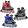 Zerolex 4 Wheels Adjustable Inline Skates, Inline Roller Skates for Boys Kids & Girls, 7 to 14 Years Unisex Outdoor Skating Shoes Roller Blades with Led Flash Lights Featuring Wheels (Multicolor)