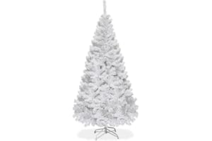 ‎COSTWAY COSTWAY 150cm Künstlicher Weihnachtsbaum, Tannenbaum mit Metallständer, Christbaum PVC Nadeln, Kunstbaum Weihnachten ideal für Zuhause, Büro, Geschäfte und Hotels, Weiß